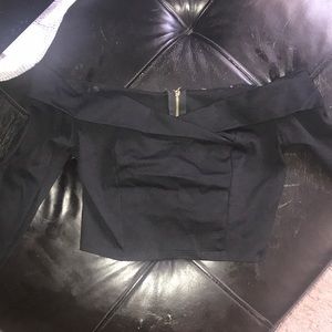 Black back Zipper Off Shoulder Crop Top